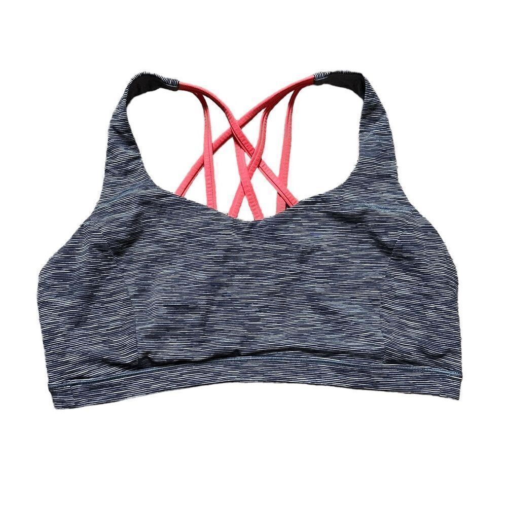 Lululemon Gray Energy Bra Athletic Workout Support Crisscross Razorback Bra
